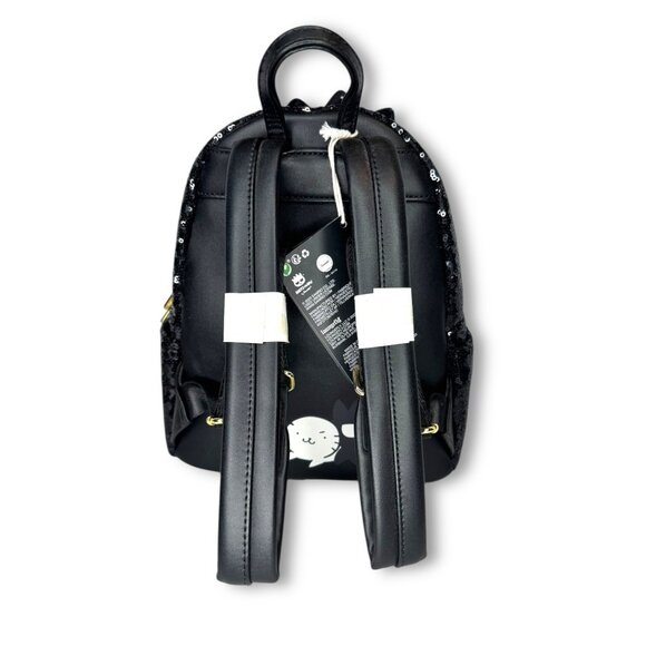 Loungefly X Sanrio Badtz-Maru Black Sequin Mini Backpack New Faux Leather - Picture 6 of 11